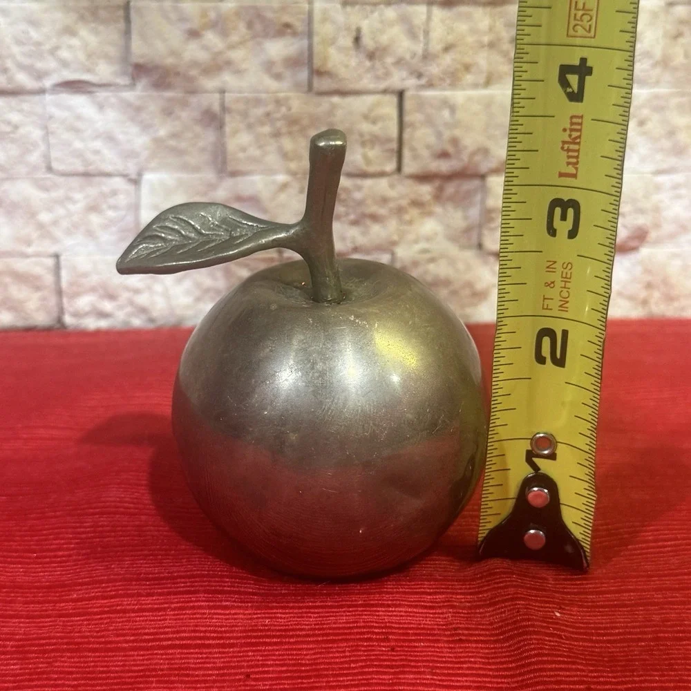 Vintage Brass Bell Apple with Stem & Leaf Shape 3